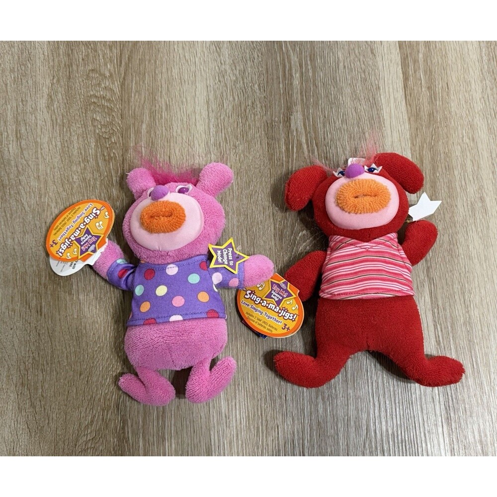 2010 Mattel NWT Sing-a-ma-jigs Red And Pink Plush Set Tested Original Tags